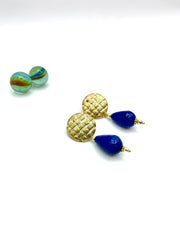 ROYAL BLUE AGATE ''DROPS'' DANGLE EARRINGS