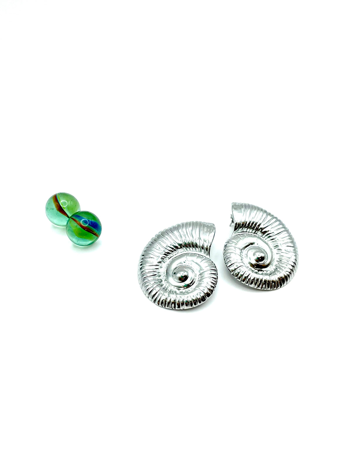 ''GRAND NAUTILUS'' STAINLESS STEEL EARRINGS