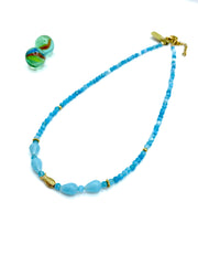 ''MARIDA'' LIGHT BLUE AGATE NECKLACE