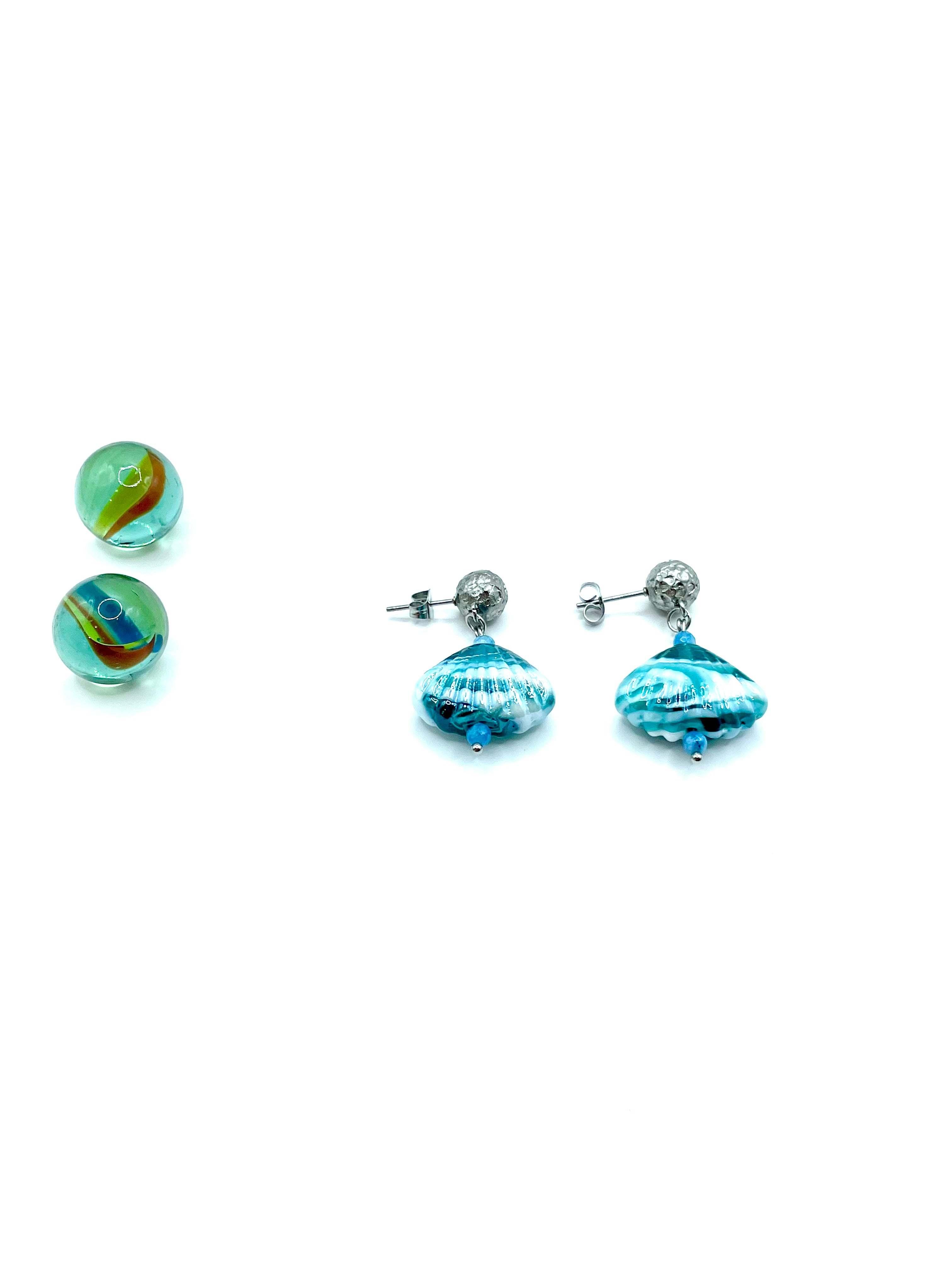 BLUE MURANO SHELLS EARRINGS
