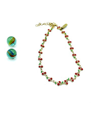''RED CHERRIES'' STAINLESS STEEL CHAIN