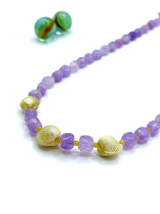 LILAC JADE & YELLOW NATURAL SHELLS NECKLACE