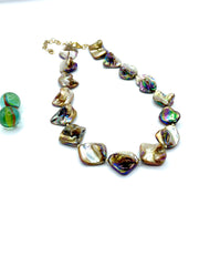BRONZE SHELL PEARL CHOKER NECKLACE