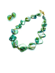 GREEN SHELL PEARL CHOKER NECKLACE