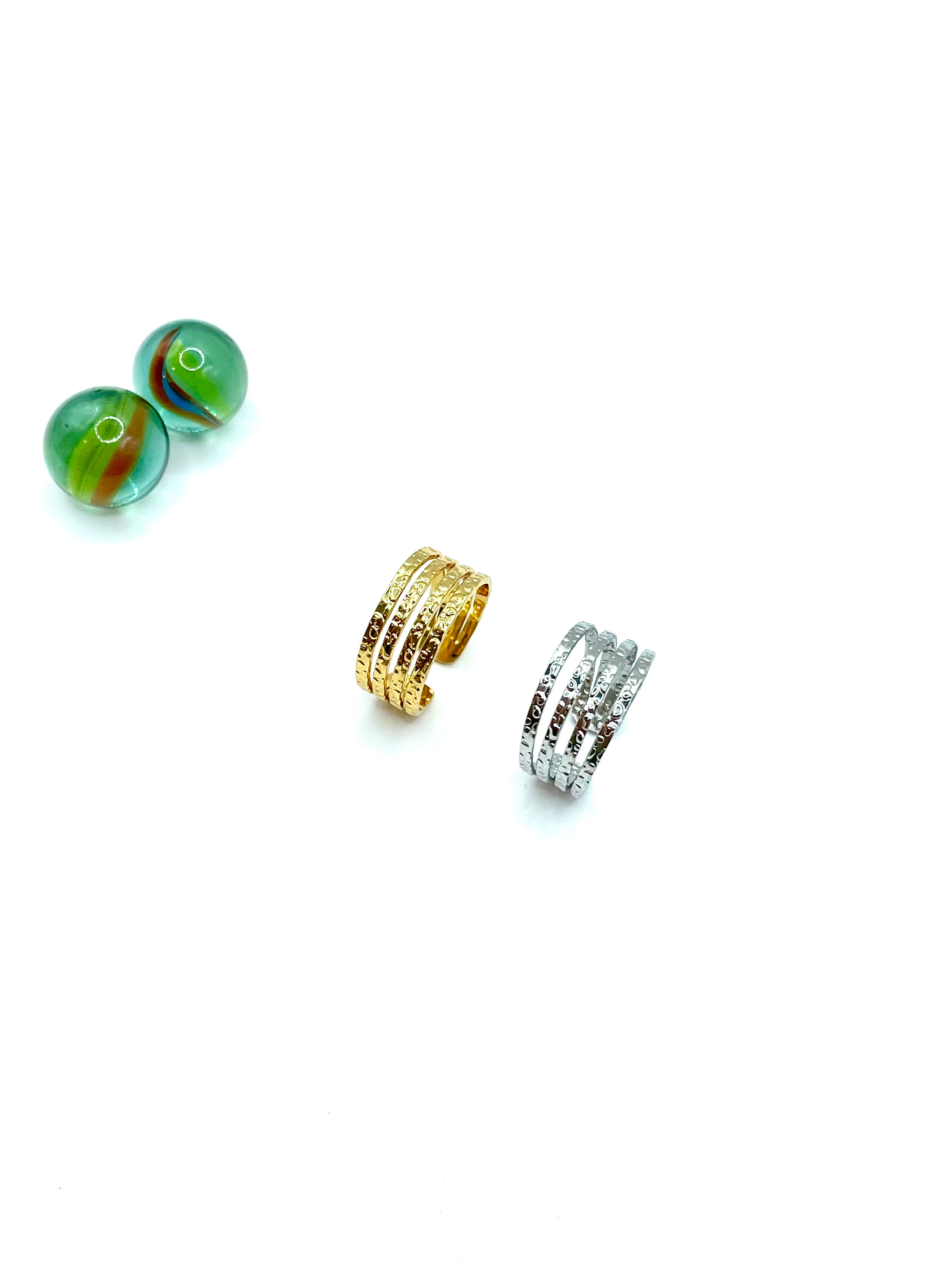 “Hammered lines” stainless steel RING