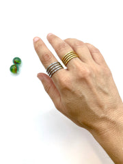 “Hammered lines” stainless steel RING