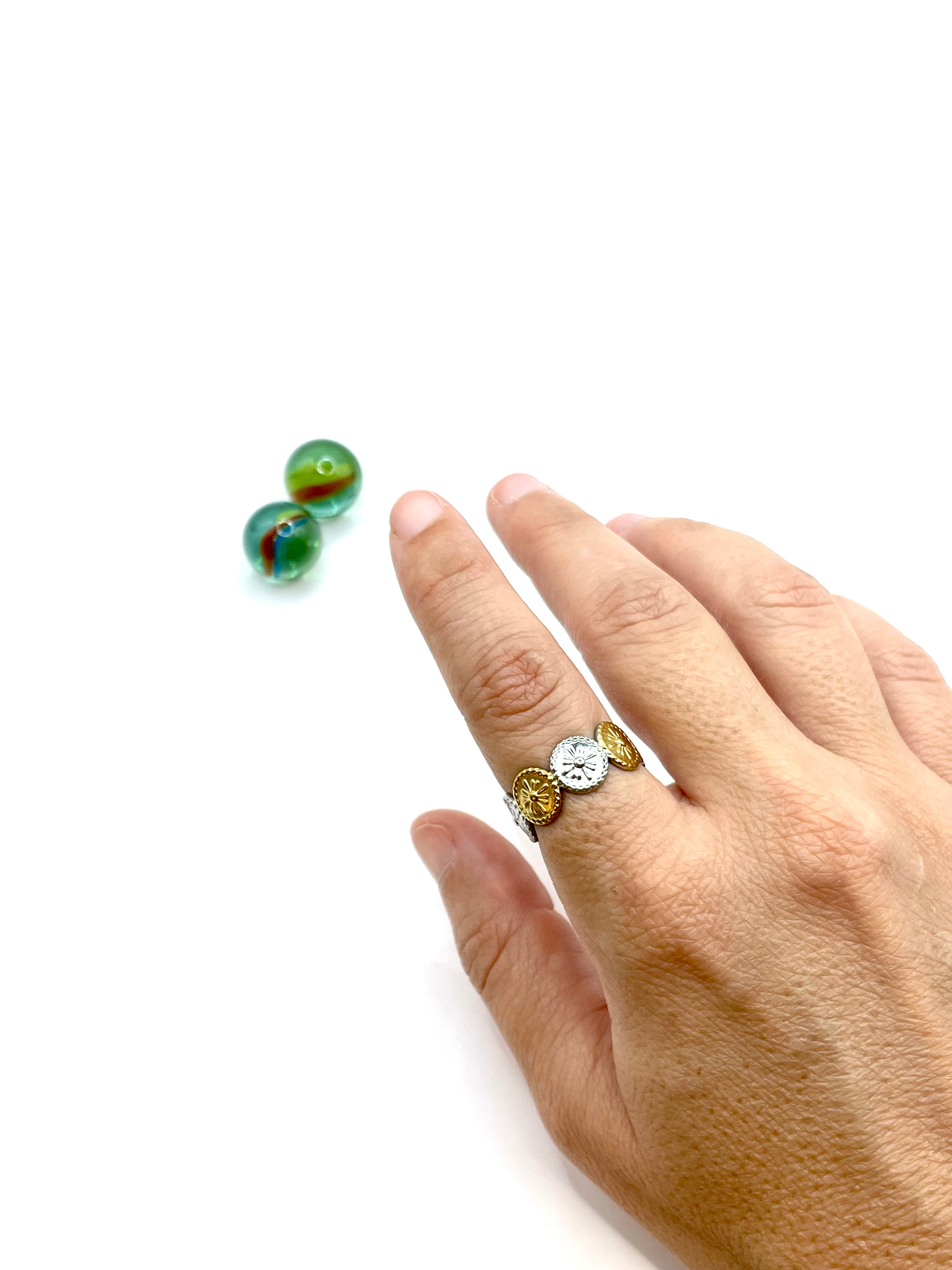 ''sun'' minimal stainless steel RING ( Gold/silv mix)