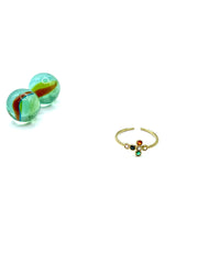 multi crystals mini CROSS stainless steel RING