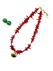 RED CORALS ''BRANCHES'' & STEEL ''VENUS SHELL''