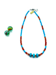 TURQUOISE & ORANGE AGATE NECKLACE