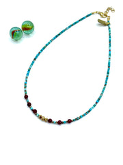 TURQUOISE / BORDEAUX AGATE NECKLACE mini