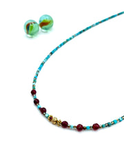 TURQUOISE / BORDEAUX AGATE NECKLACE mini