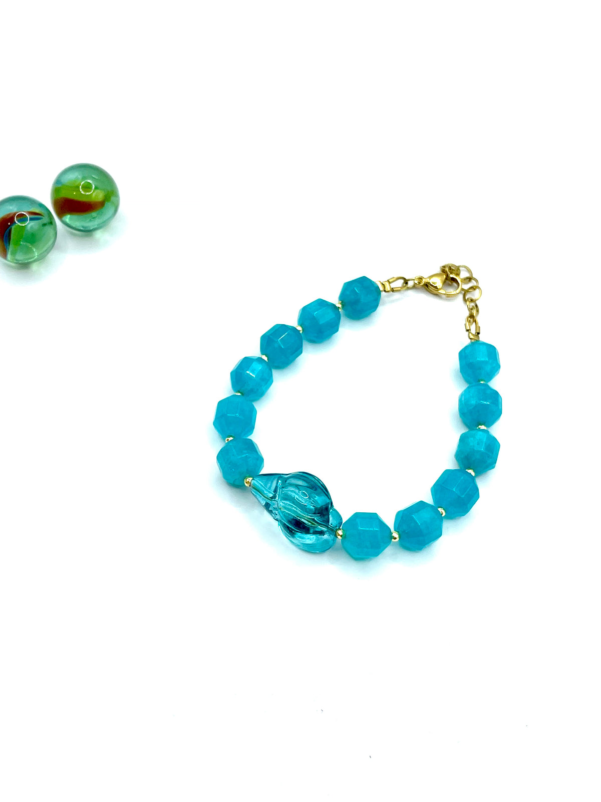 turquoise Jade & glass shell BRACELET