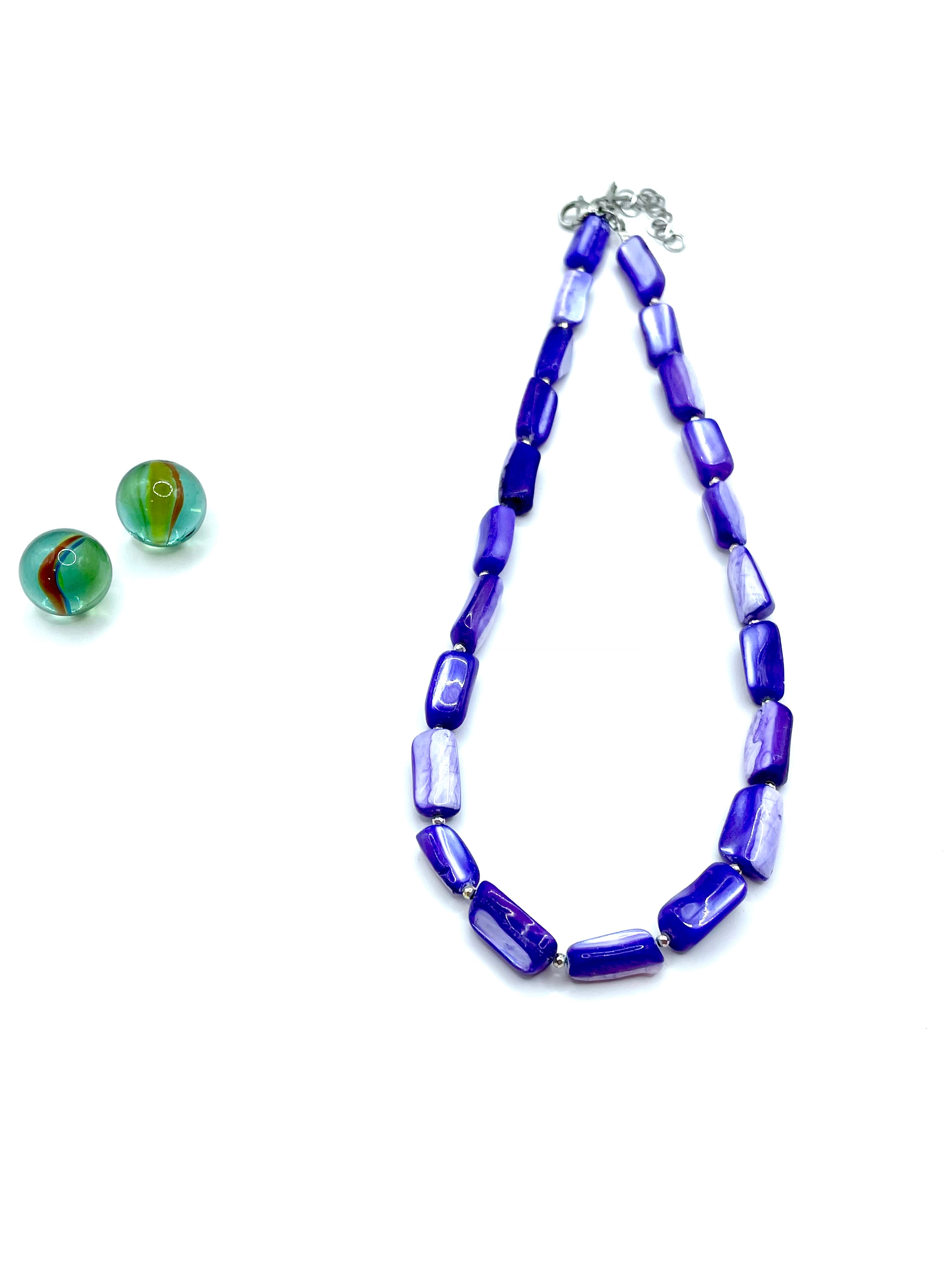 VIVID MAUVE SHELL PEARL BASIC NECKLACE