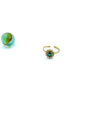''FLOWER'' ROSETTA STAINLESS STEEL RING ( GREEN )