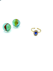 ''OVAL'' ROSSETA STAINLESS STEEL RING ( BLUE )