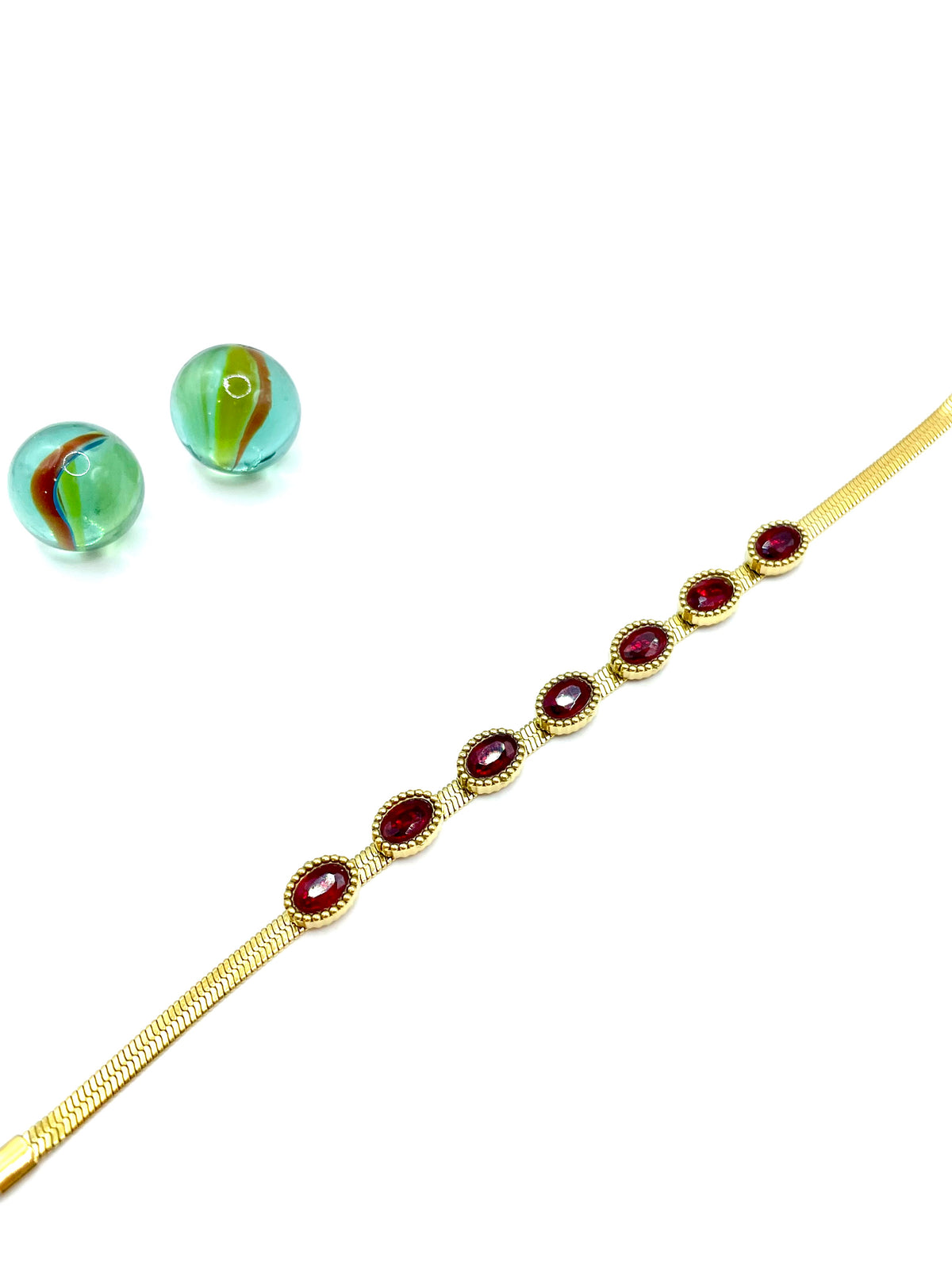 ROSETTA STAINLESS STEEL BRACELET ( OVAL RED )