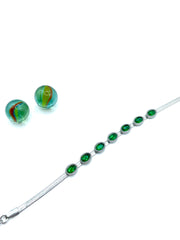ROSETTA STAINLESS STEEL BRACELET ( OVAL GREEN )