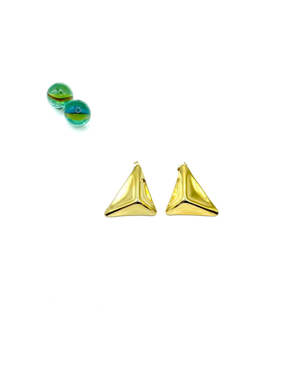''3D TRIANGLES'' stainless steel earrings