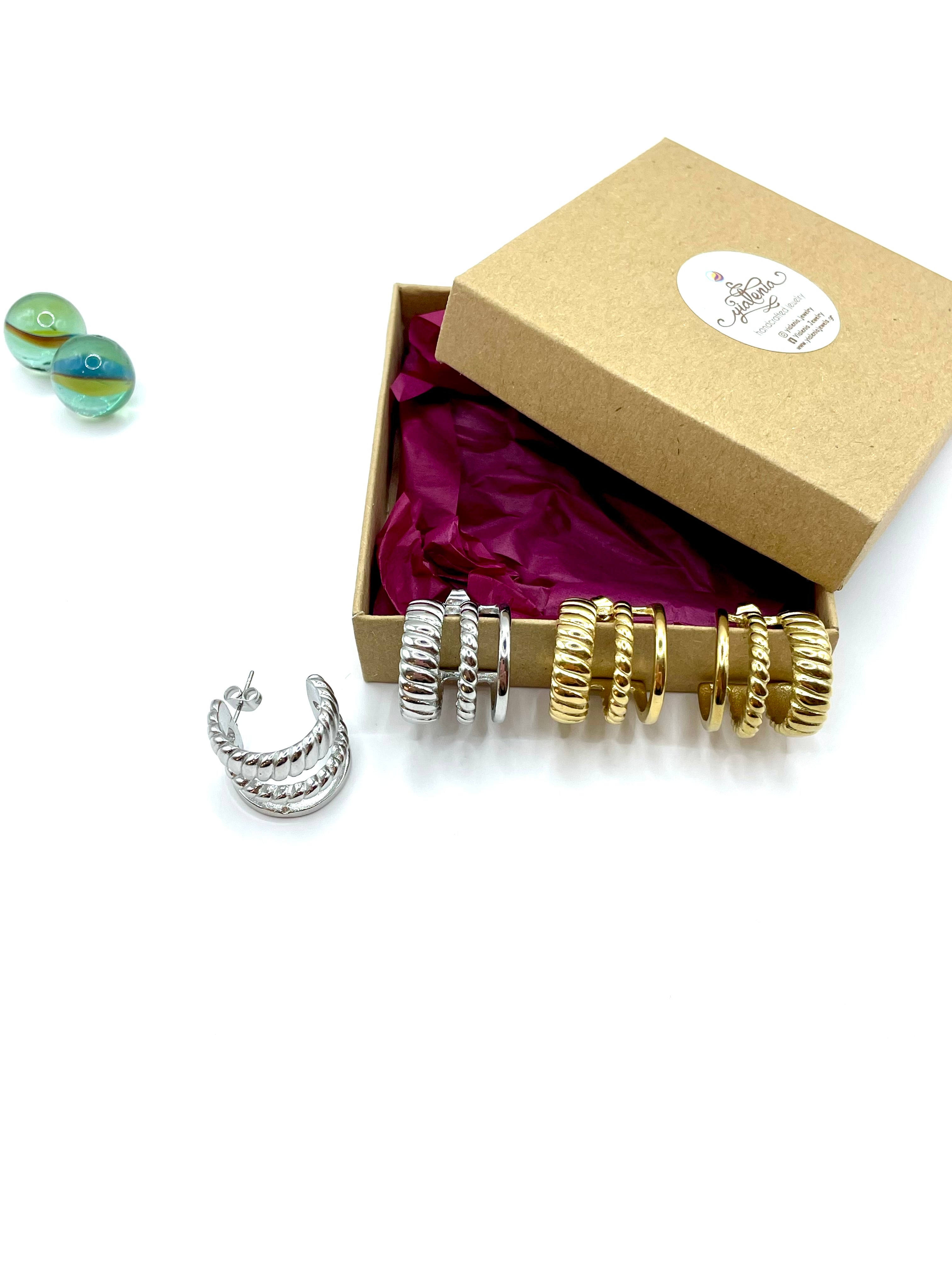 Triple boho stainless steel hoops