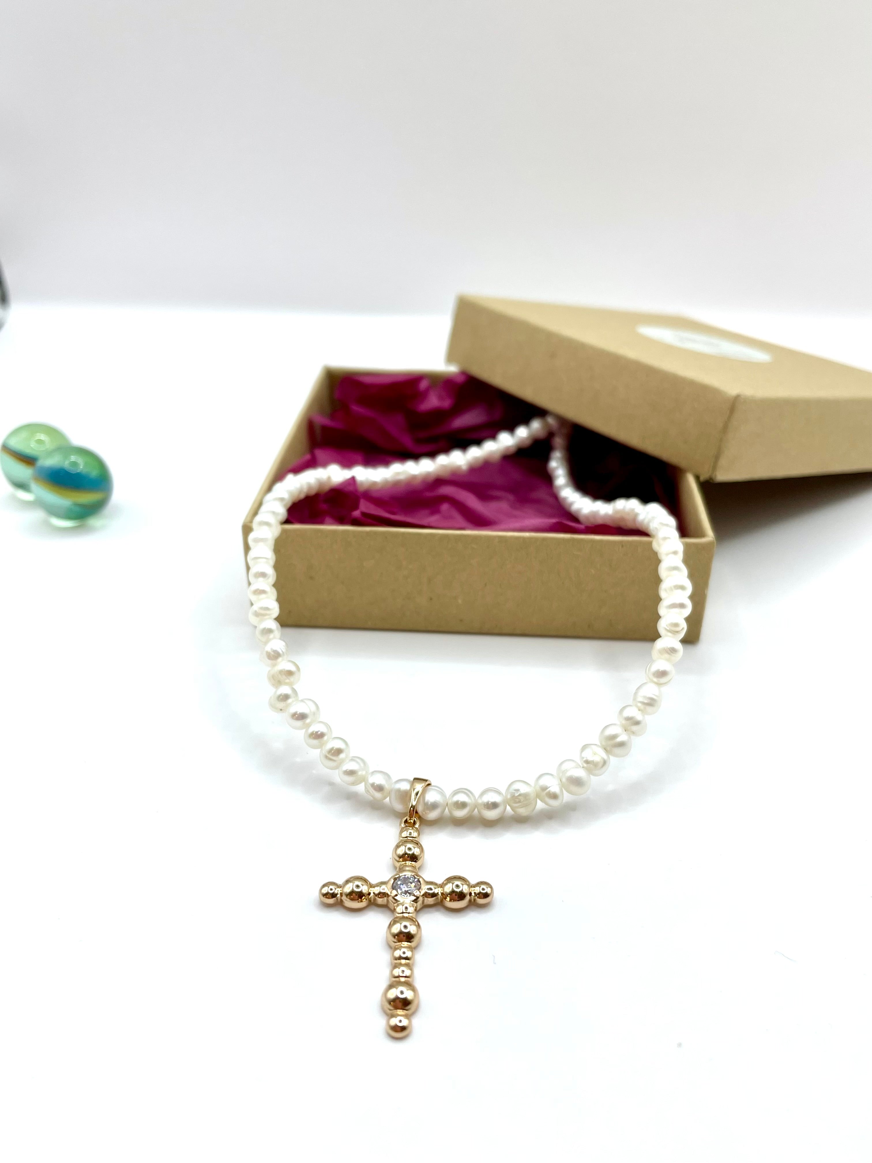 freshwater pearls A' & modern ''bubble cross ''