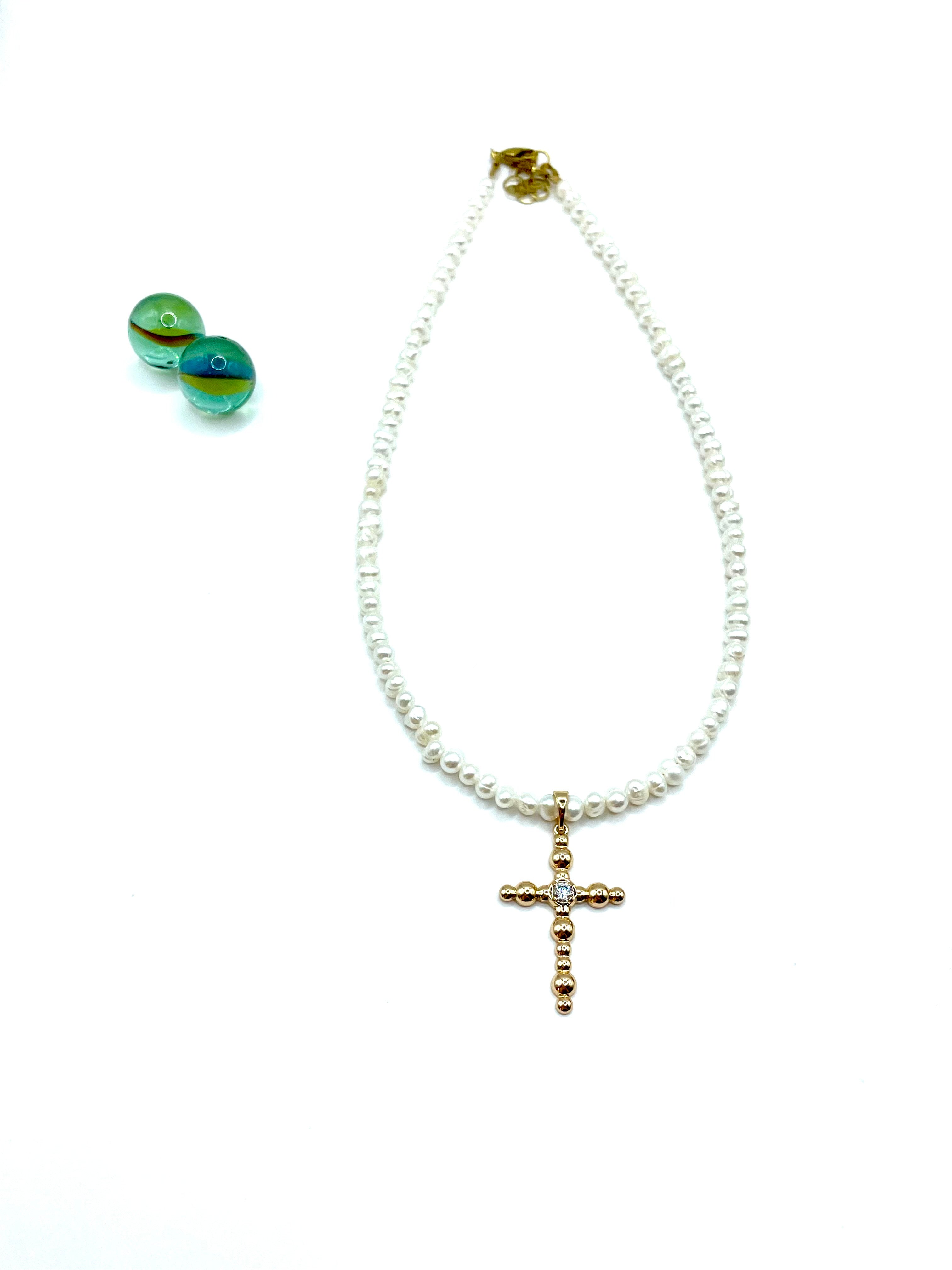 freshwater pearls A' & modern ''bubble cross ''