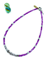 purple agate & hematite necklace