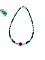 green agate & fuchsia ''cat's eye'' necklace