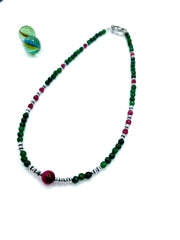 green agate & fuchsia ''cat's eye'' necklace