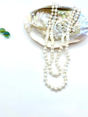 “Opera” length pearl necklace ( white )