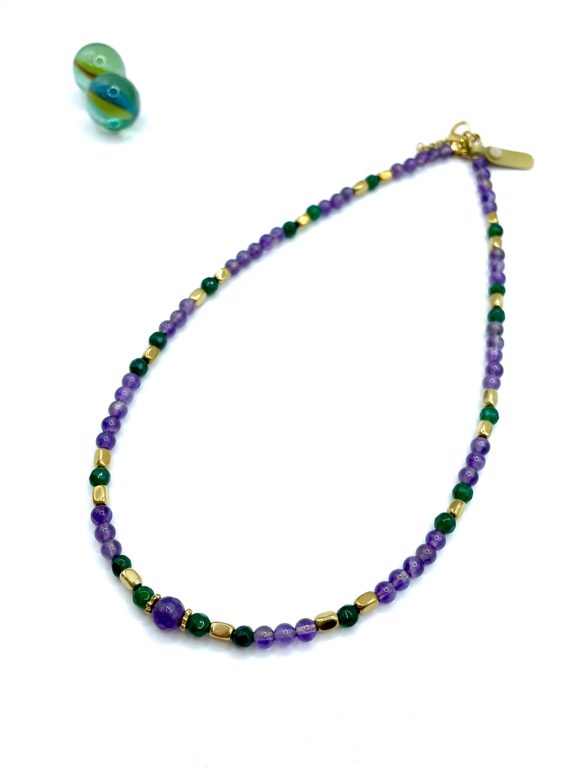 Amethyst & Green Jade necklace
