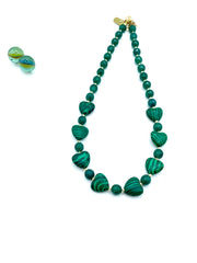 MALACHITE ''HEARTS'' & GREEN AGATE NECKLACE