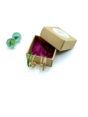 “Coloured crystals” green & lilac RING