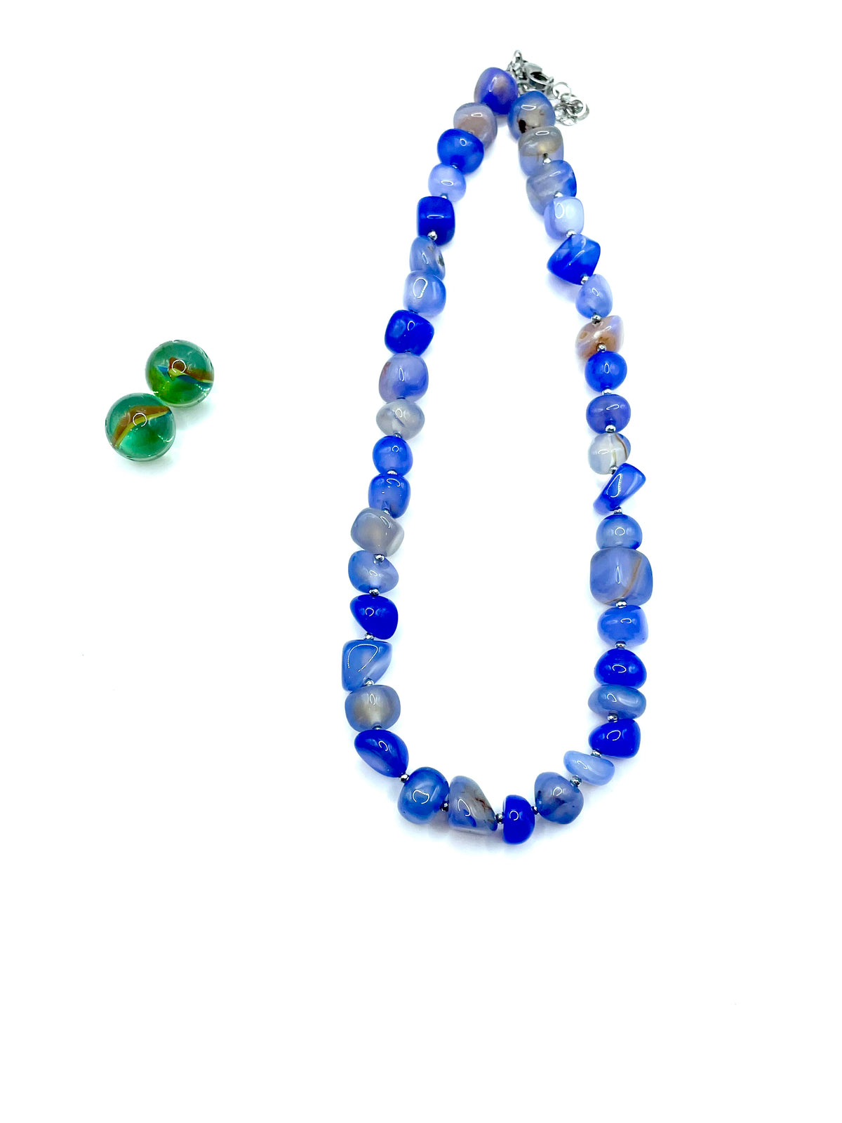 IRREGULAR SHAPED LIGHT BLUE AGATE NECKLACE