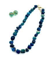 IRREGULAR SHAPED PETROL JADE NECKLACE