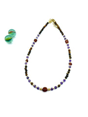Amethyst , carnelian & tiger's eye necklace