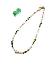 ''HEARTBEAT''jade necklace (pink)