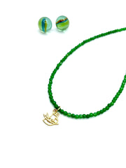 '' ΤΡΙΗΡΗΣ'' STERLING SILVER & GREEN AGATE NECKLACE