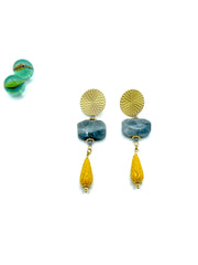 Labradorite dangle earrings ( gray/ yellow)