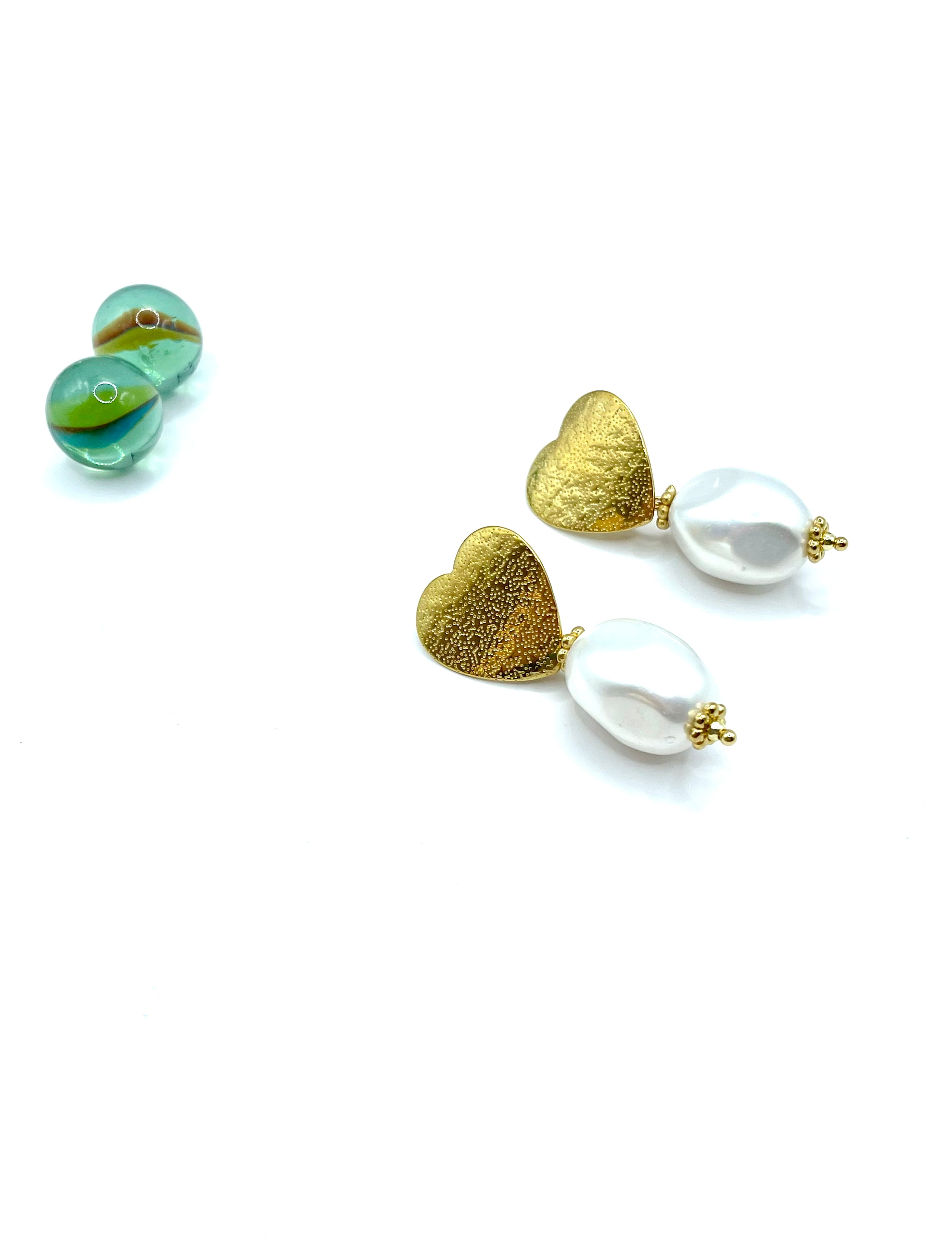 “Ace of Hearts” baroque shell pearl earrings