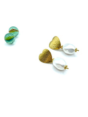 “Ace of Hearts” baroque shell pearl earrings