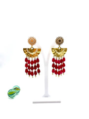 ''Chandelier'' earrings ( wine red  jade )