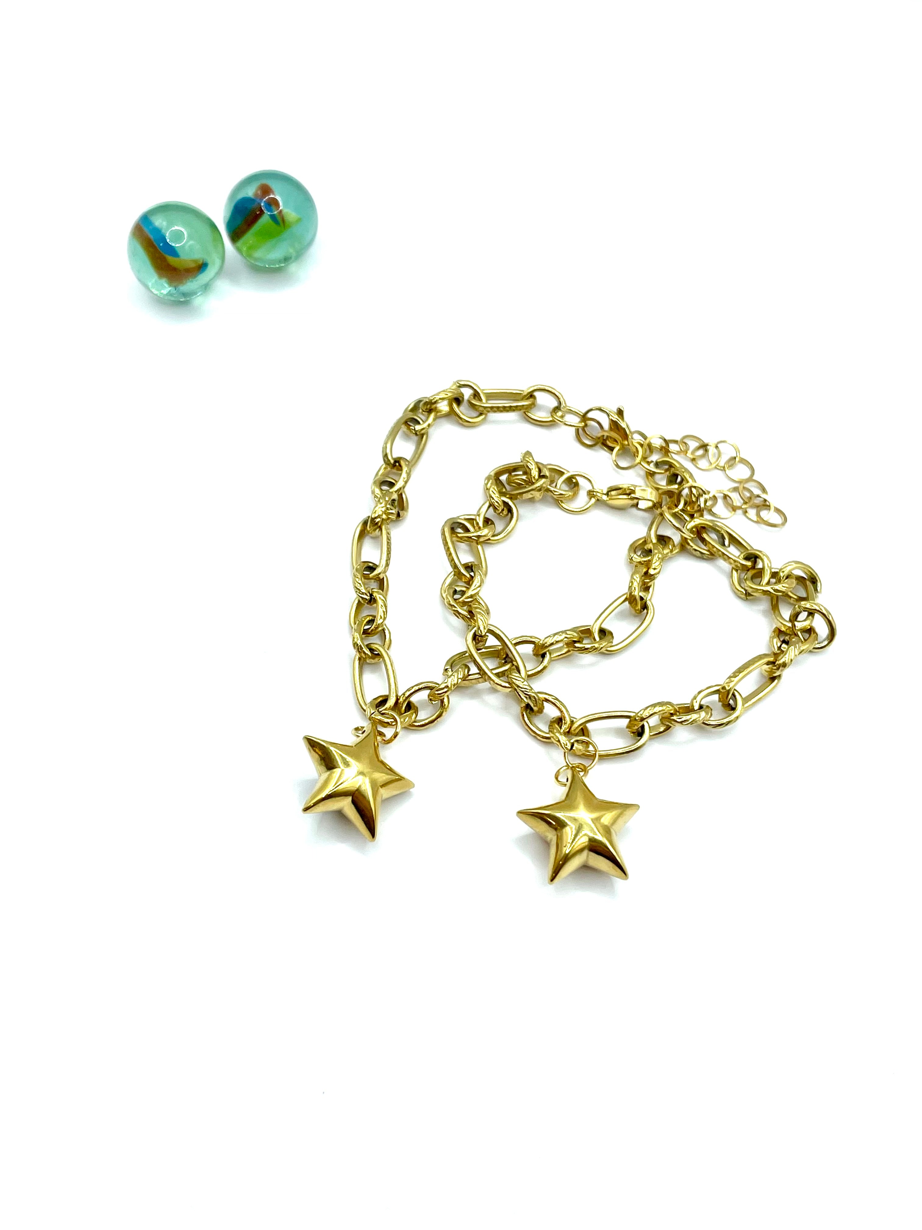 ''LUCKY STAR'' charm bracelet stainless steel