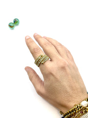 ''TWISTED CHAIN'' STAINLESS STEEL RING (white)