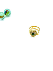 “Emerald Heart” stainless steel ring