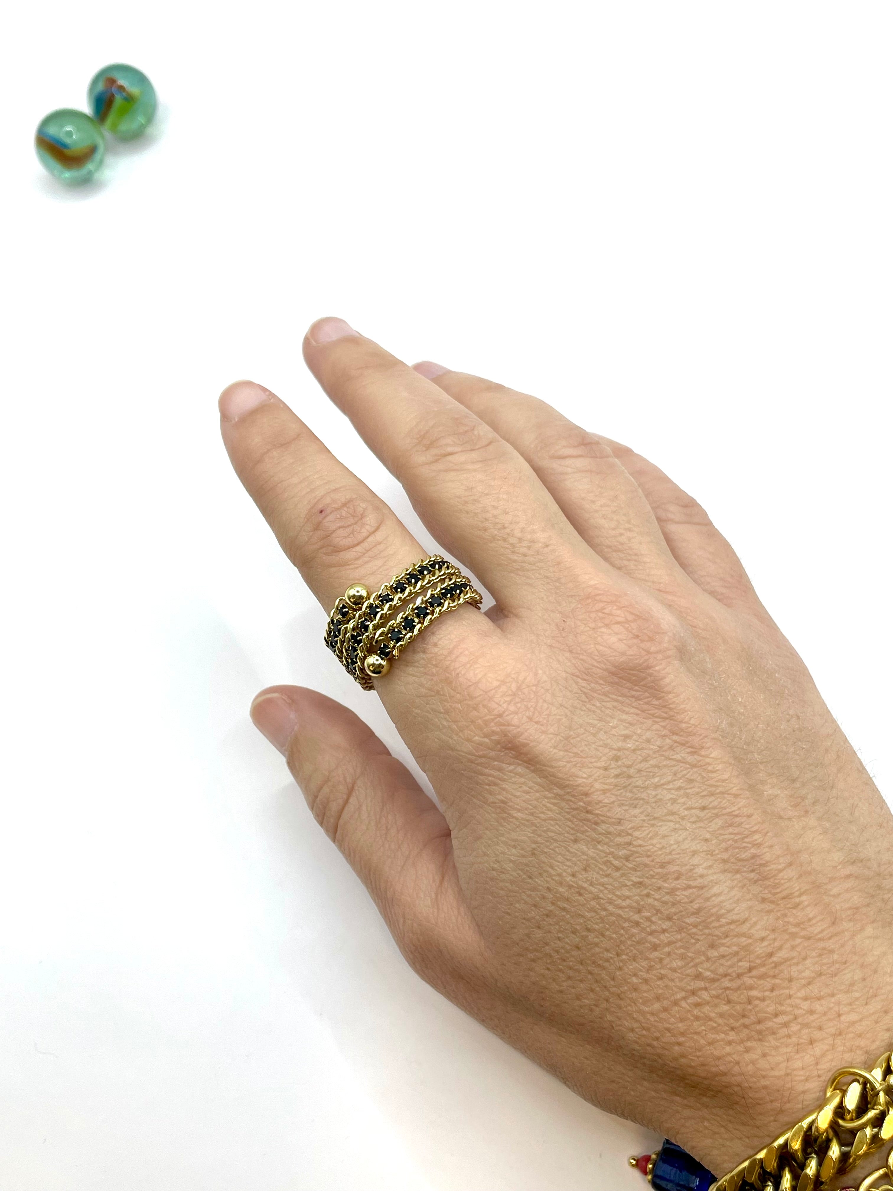 ''TWISTED CHAIN'' STAINLESS STEEL RING (BLACK)