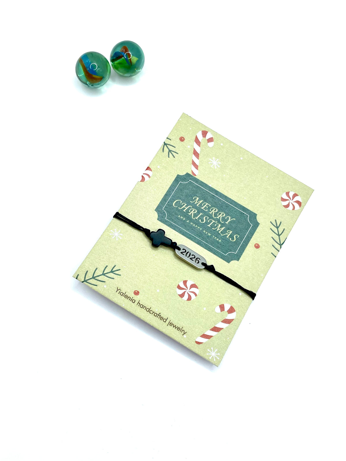 UNISEX ''2026'' bracelet ( black howlite cross)