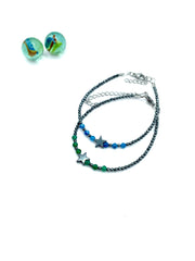 xmas bracelet hematite stars (gun metal) & agate beads