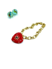 ''ENAMELLED HEART'' charm bracelet (red)