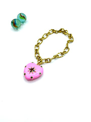 ''ENAMELLED HEART'' charm bracelet (pink)